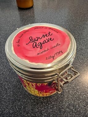 Anthropologie Sunset Agave Scented Candle - Pink, Yellow, Silver